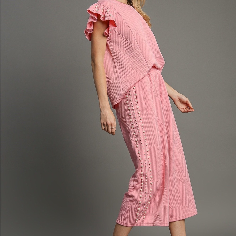 Umgee Pink Ruffle Sleeve Dress